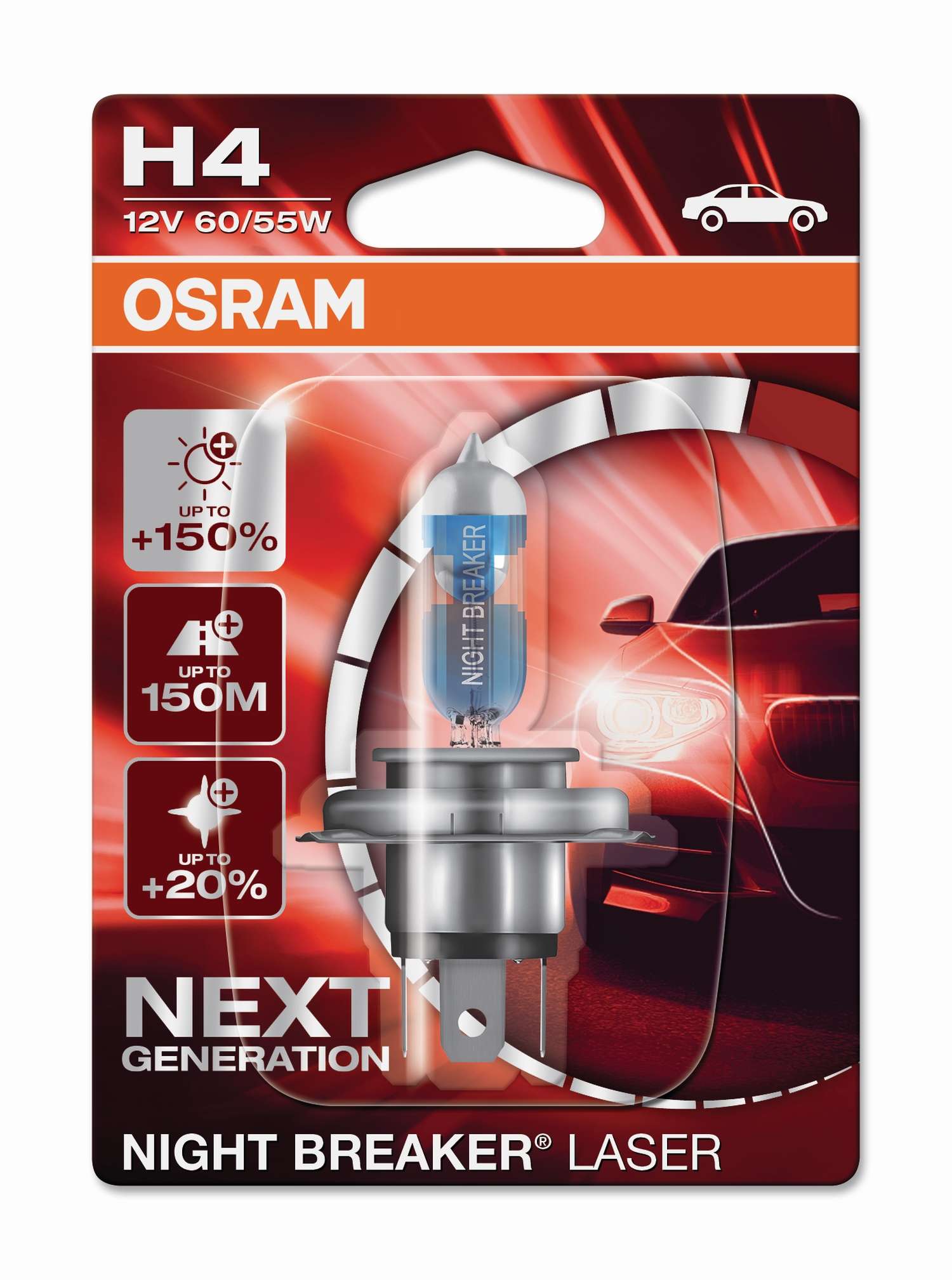 H4 12V 60/55W P43t NIGHT BREAKER® LASER +150% mehr Helligkei