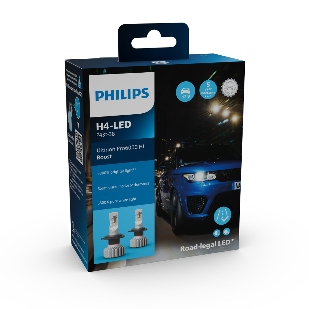 Philips Ultinon Pro6000 LED H4 BOOST 11342U60BX2 +300%*