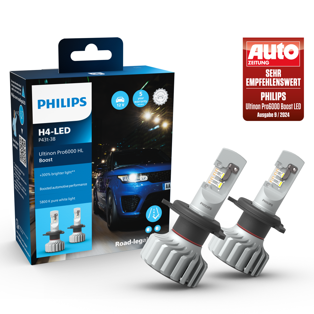 Philips Ultinon Pro6000 LED H4 BOOST 11342U60BX2 +300%*