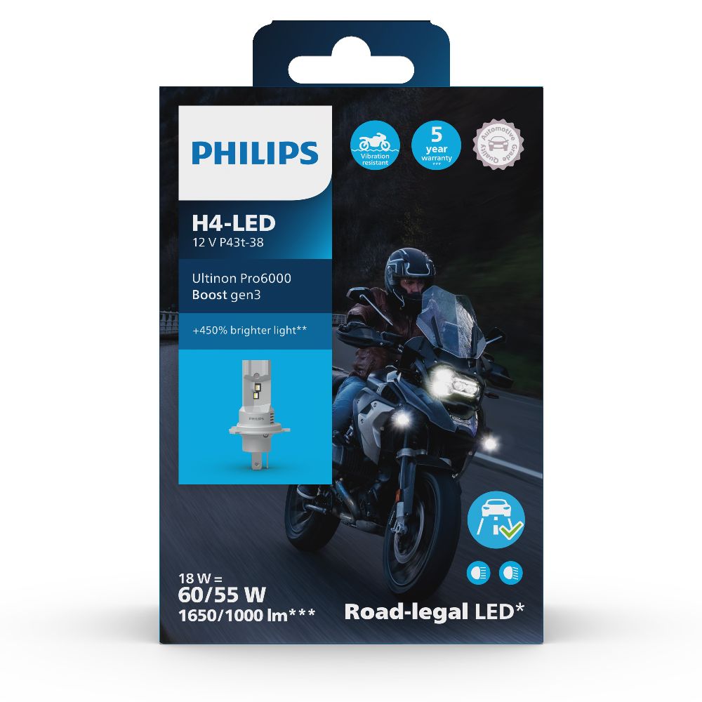 Philips Ultinon Pro6000 LED H4 11342 U60B3 12/24V 18W P43T
