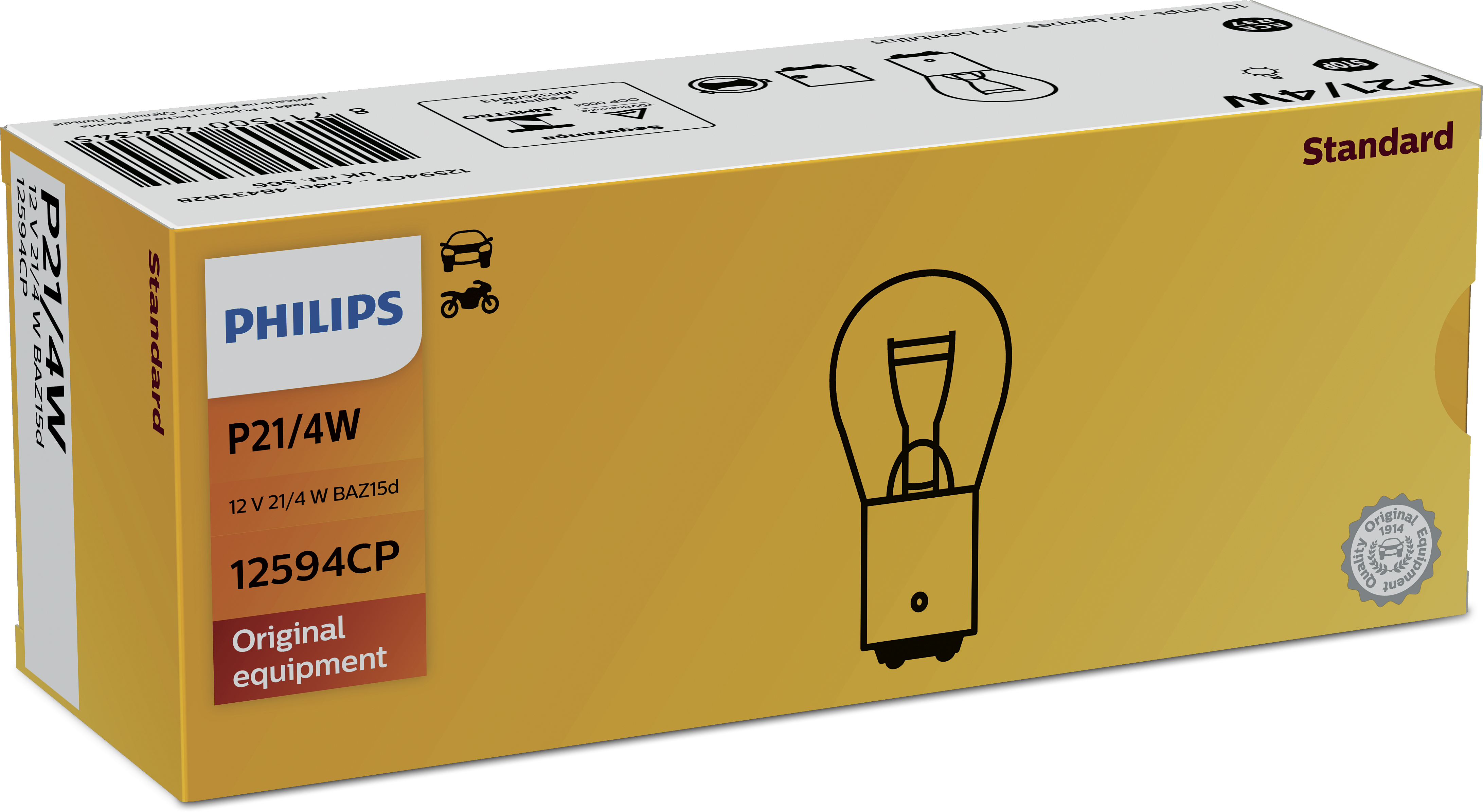 P21/4W Standard 12594CP (10 stk. pro Packung)