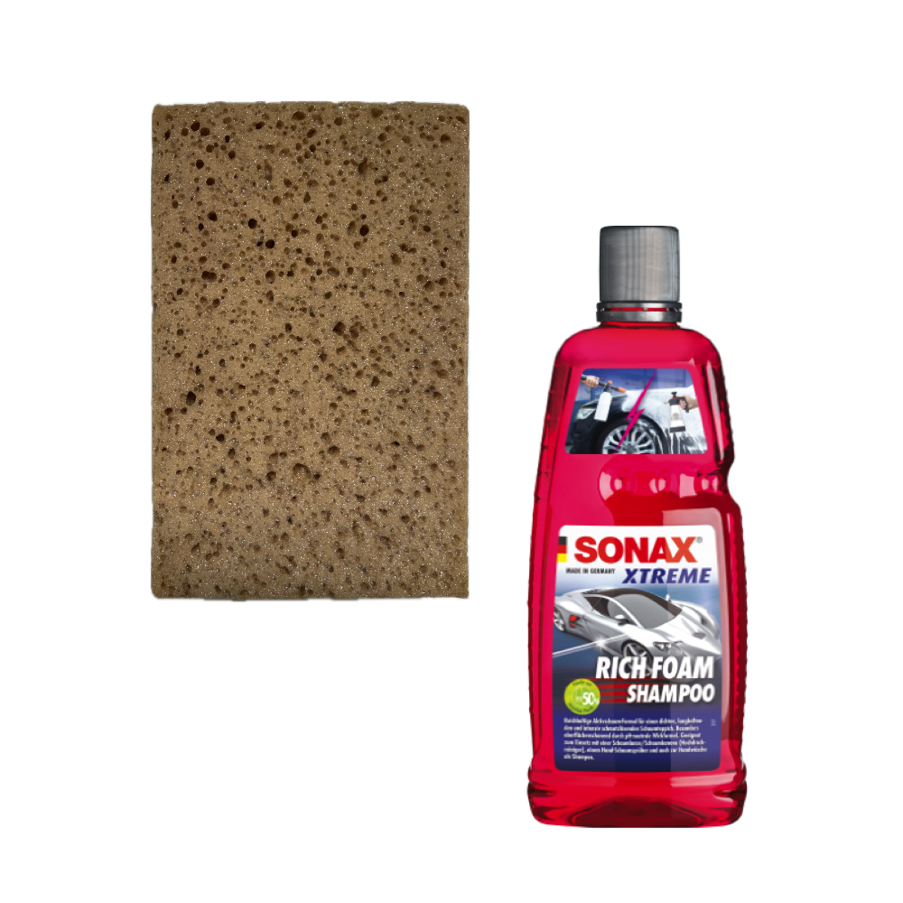 1x Sonax XTREME RichFoam Shampoo Set+Premium Autowaschschwamm