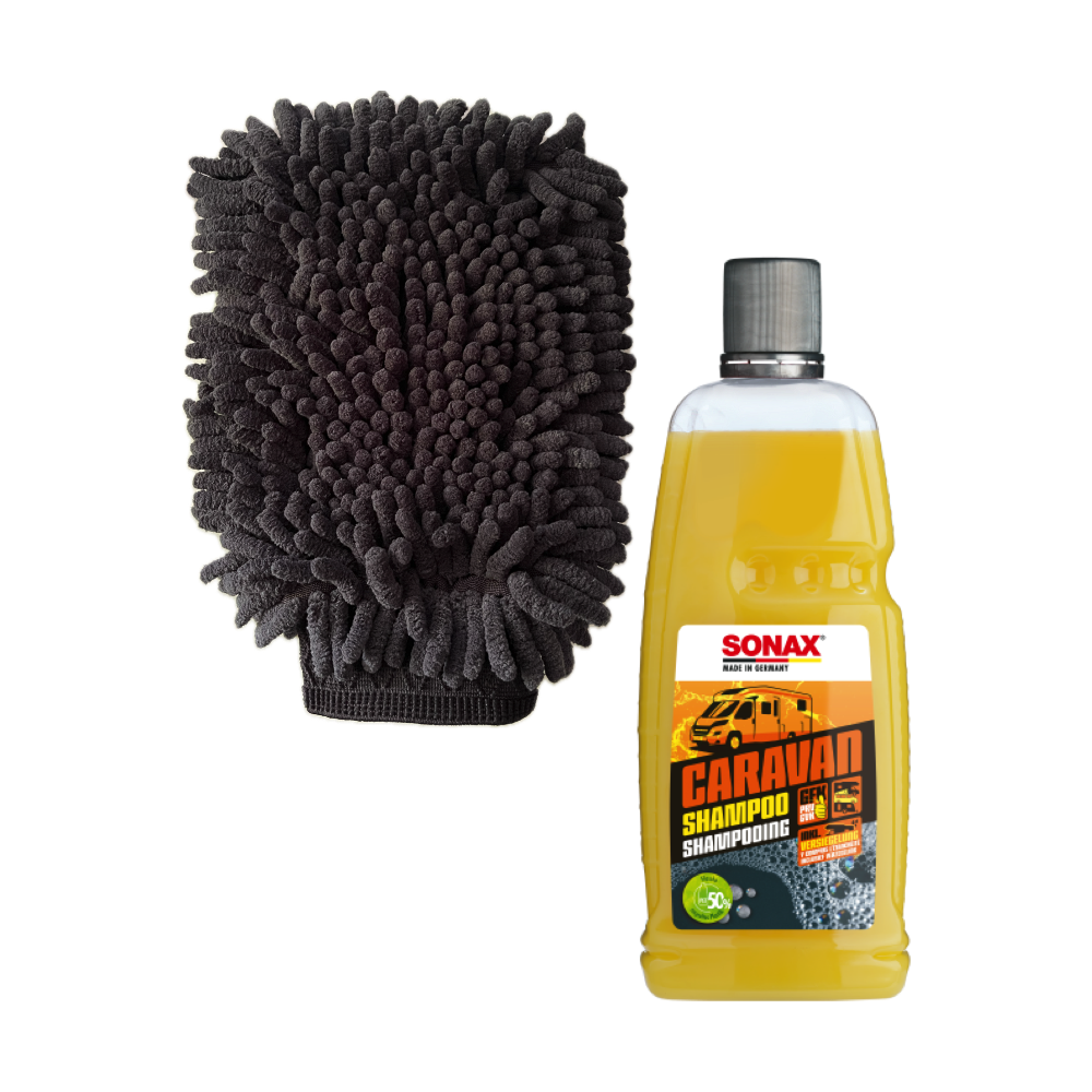 1x SONAX CARAVAN Shampoo 1L Set + Premium Waschhandschuh