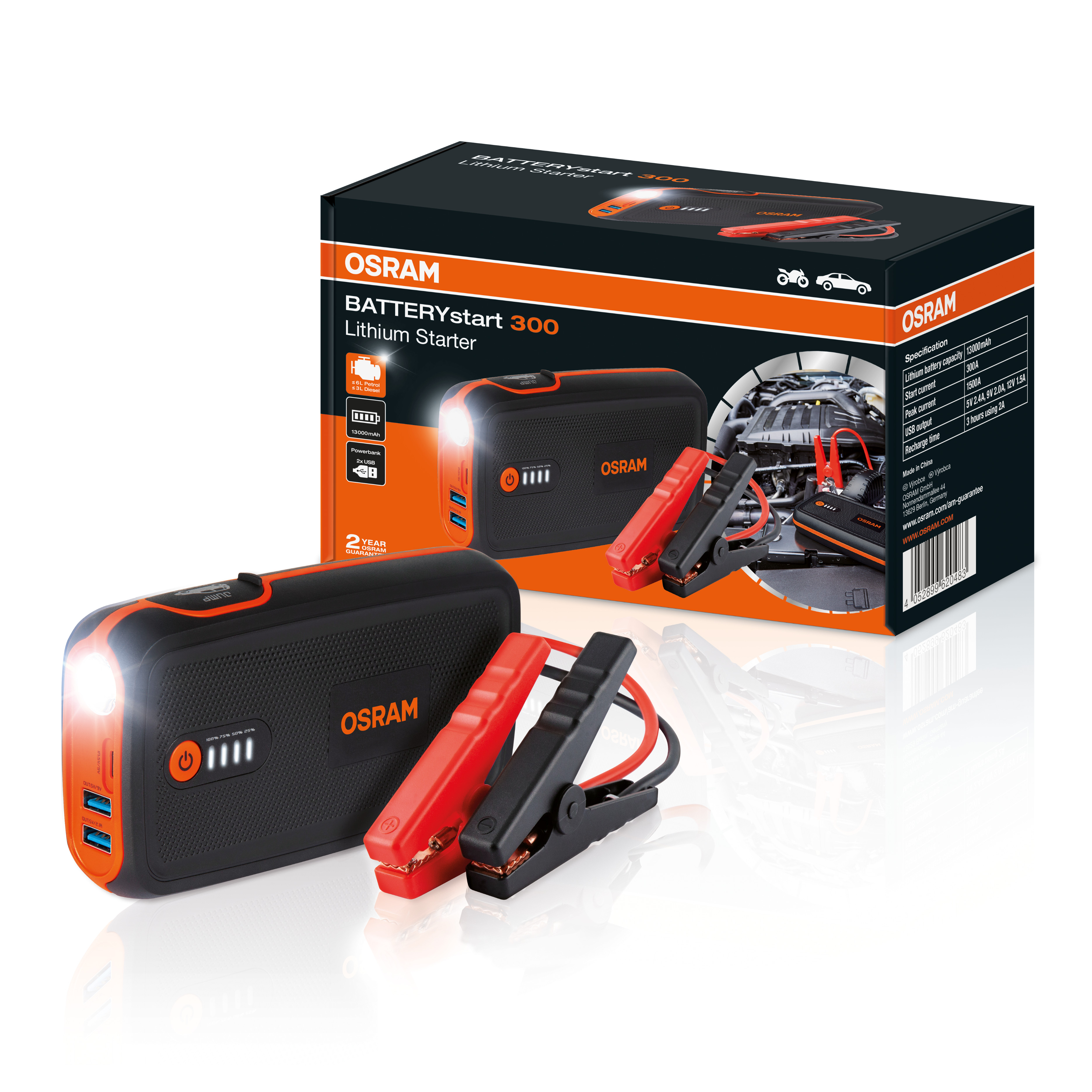 BATTERYstart 300 Lithium-Starthilfegerät mit Powerbank-Funkt