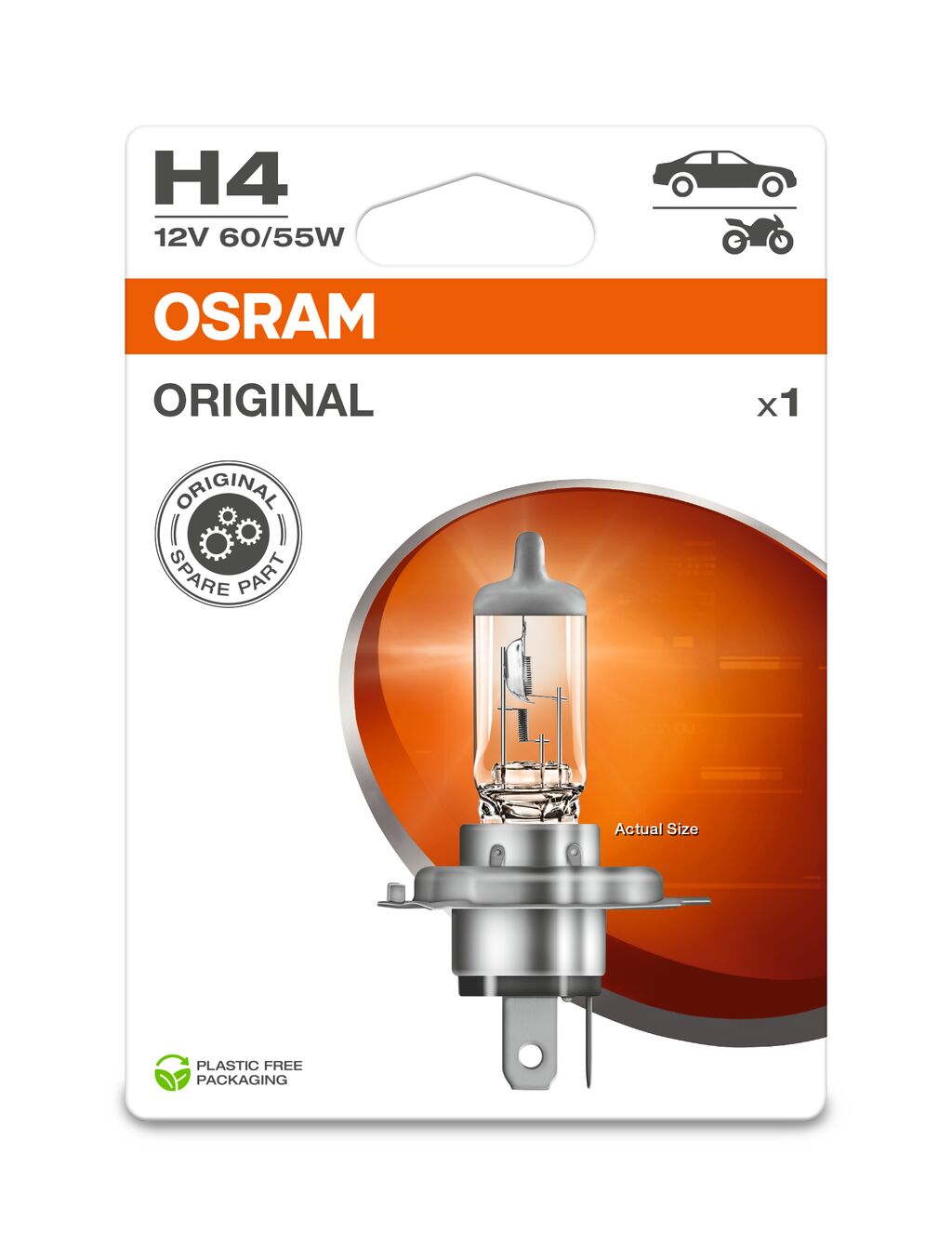 H4 12V 60/55W P43t Original Spare Part 1st. Blister OSRAM