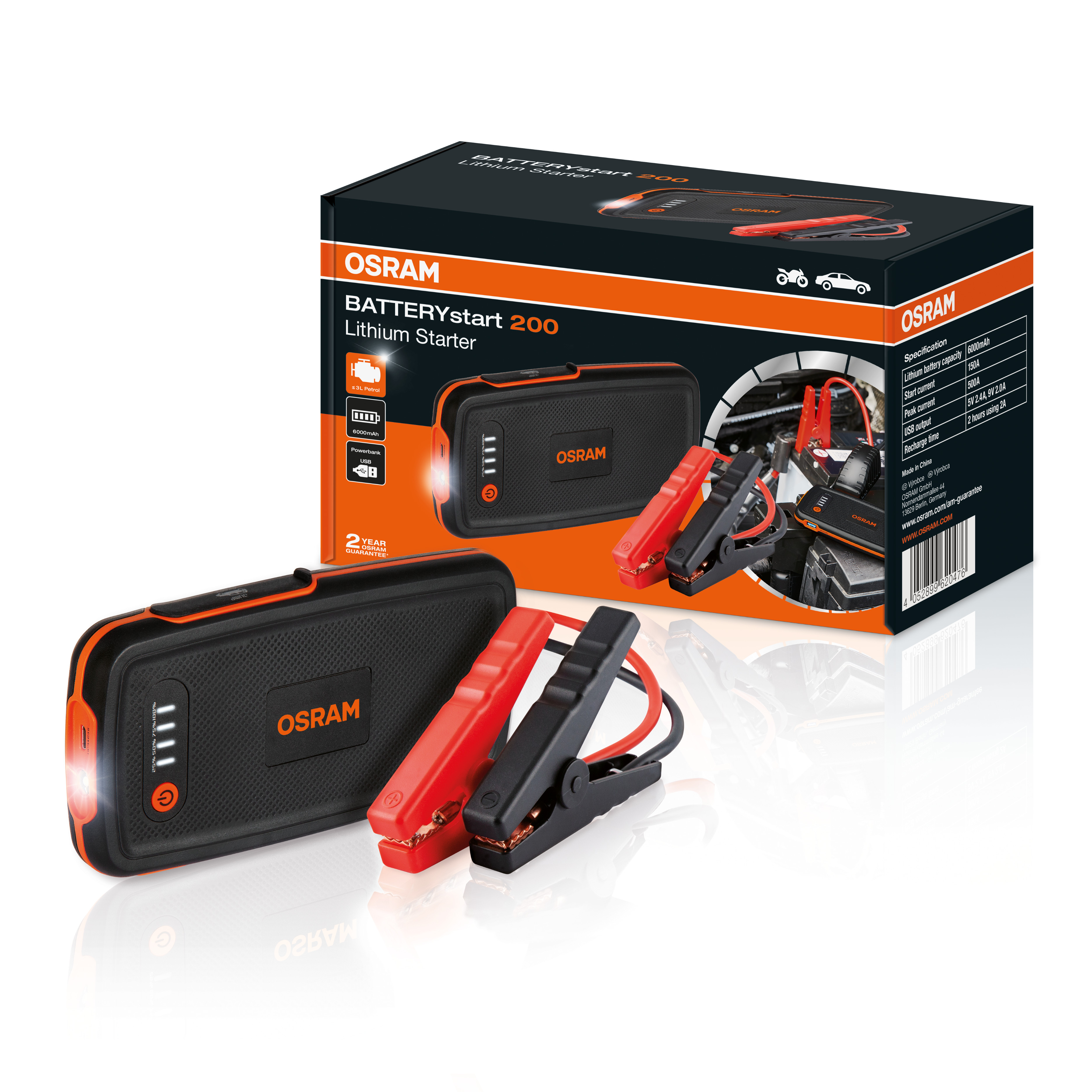 BATTERYstart 200 Lithium-Starthilfegerät mit Powerbank-Funkt