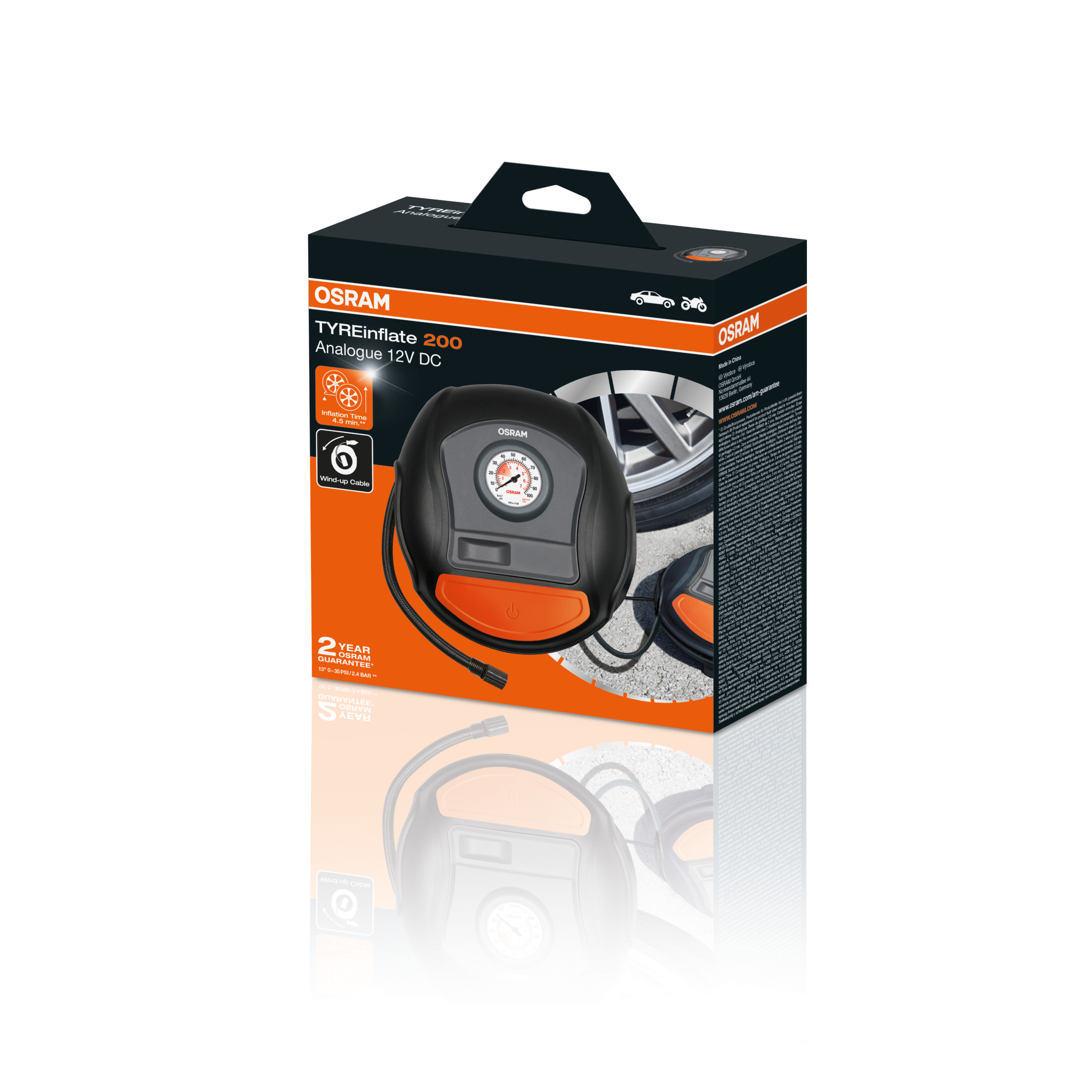 Osram TYREinflate 200 Schnelle Reifenpumpe mit Kabel (1Stk.)