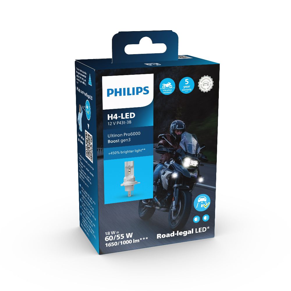 Philips Ultinon Pro6000 LED H4 11342 U60B3 12/24V 18W P43T