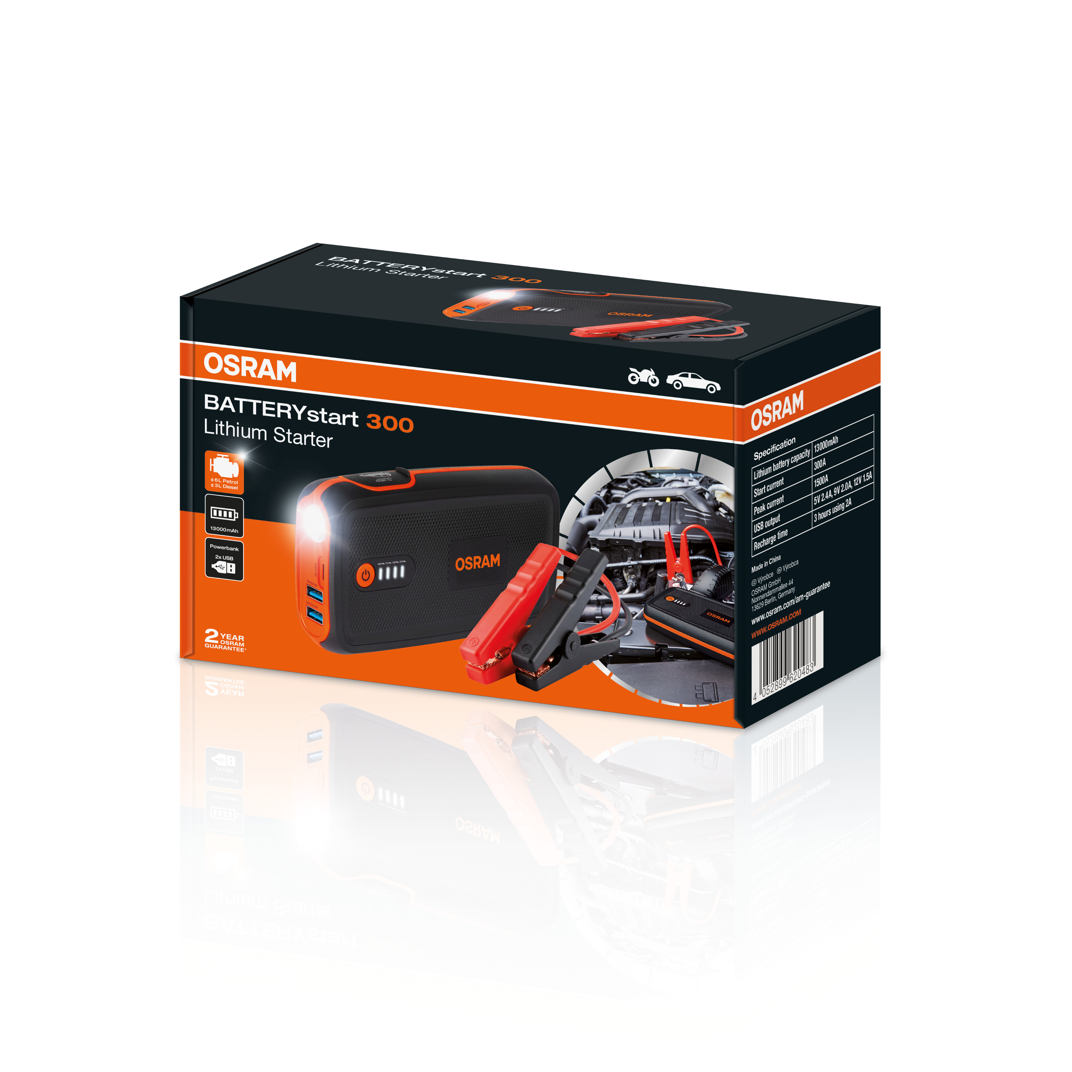 BATTERYstart 300 Lithium-Starthilfegerät mit Powerbank-Funkt