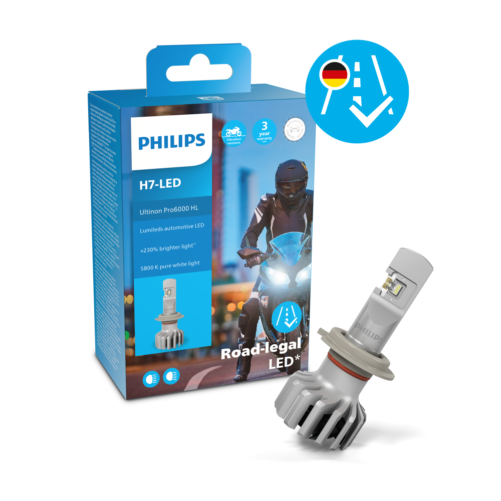 H7 Philips Ultinon Pro6000 LED für Motorräder