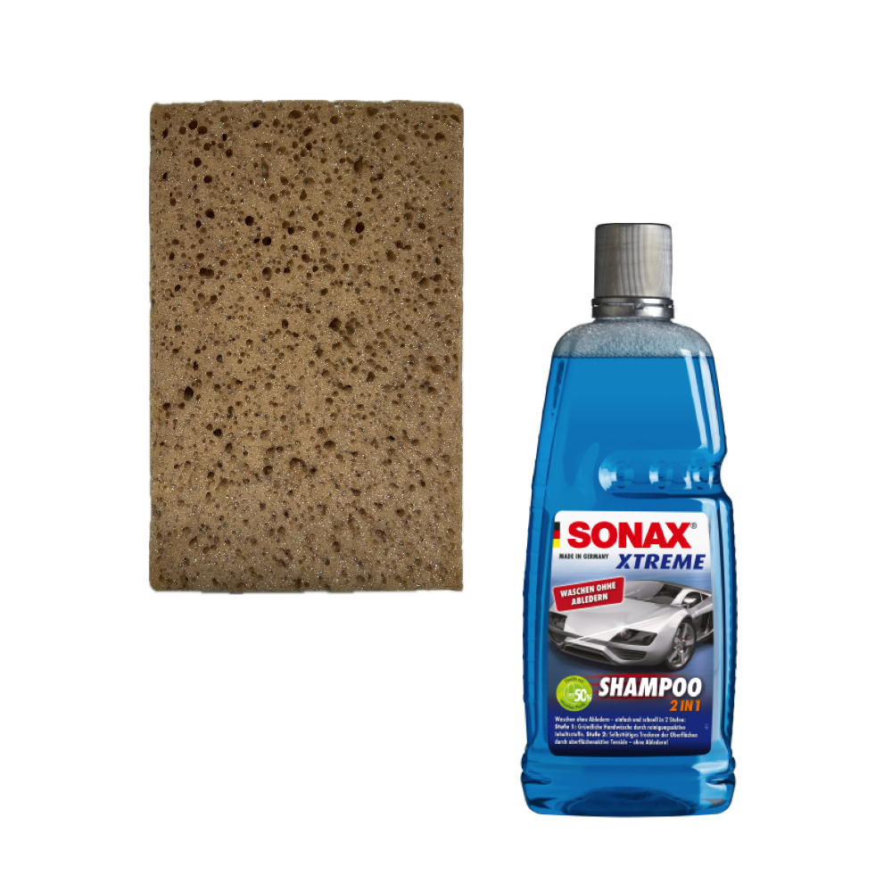 1x Sonax XTREME Shampoo 2in1 1L Set + Premium Autowaschschwa