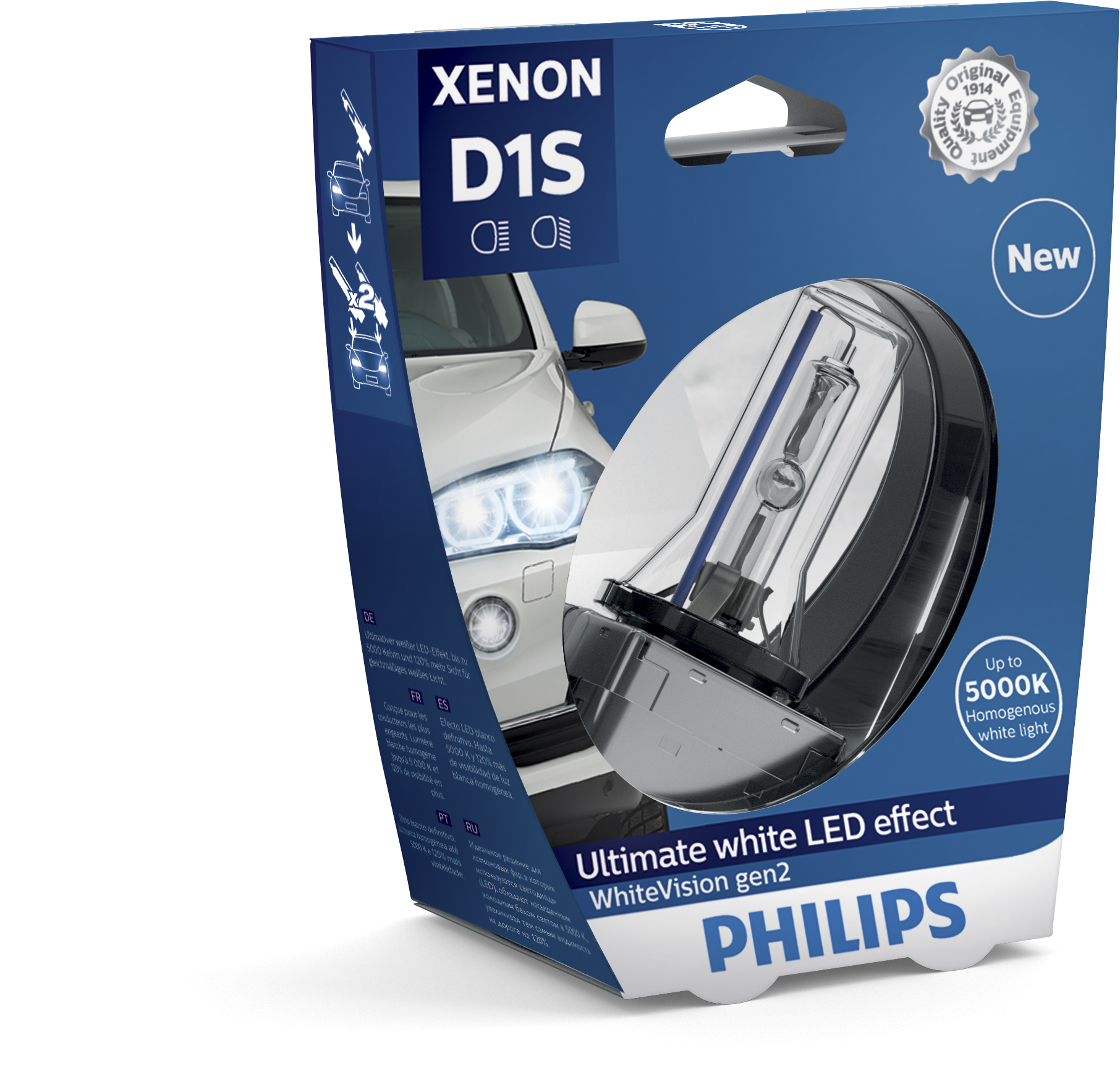 Philips D1S WhiteVision gen2 +120% mehr Licht 85415WHV2S1