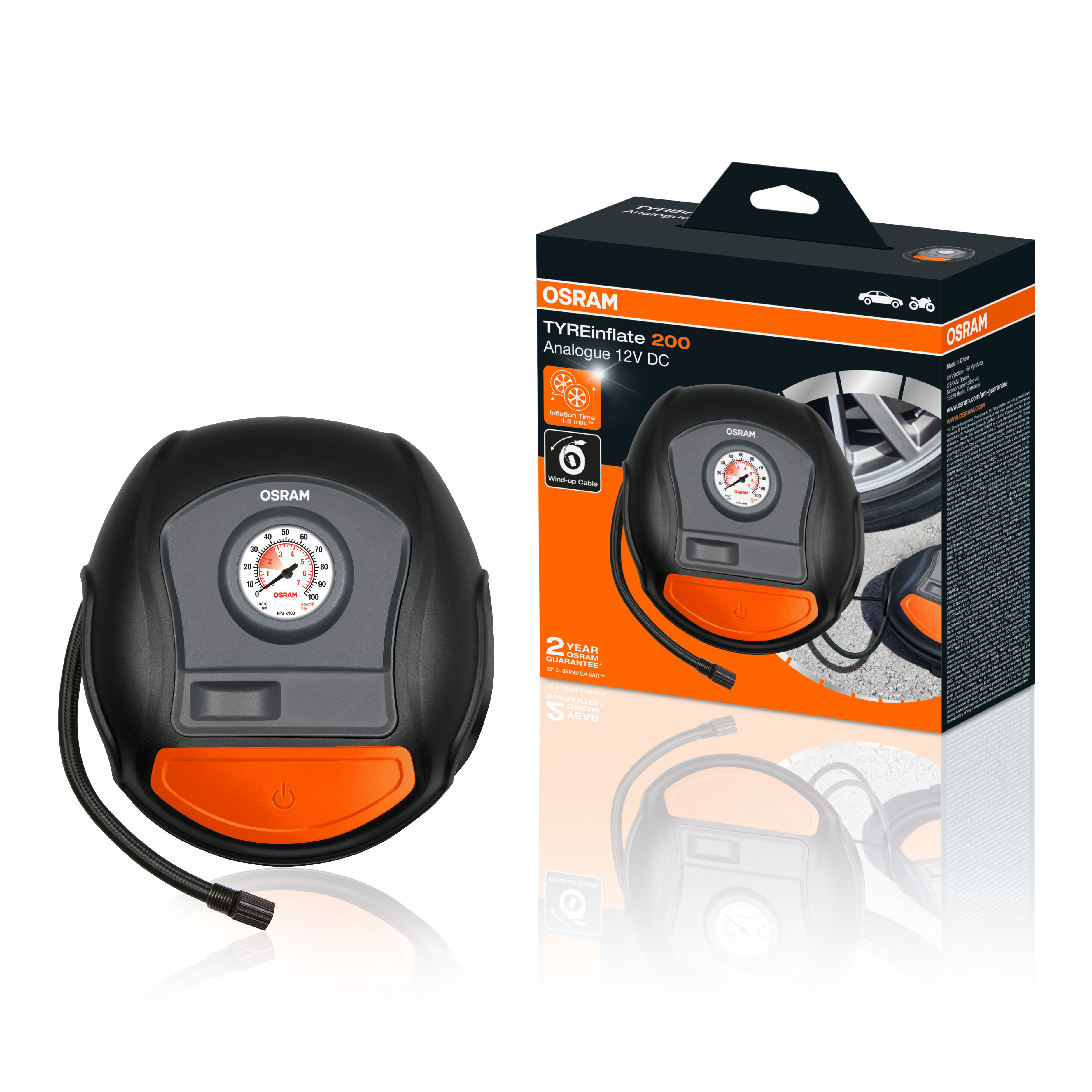 Osram TYREinflate 200 Schnelle Reifenpumpe mit Kabel (1Stk.)